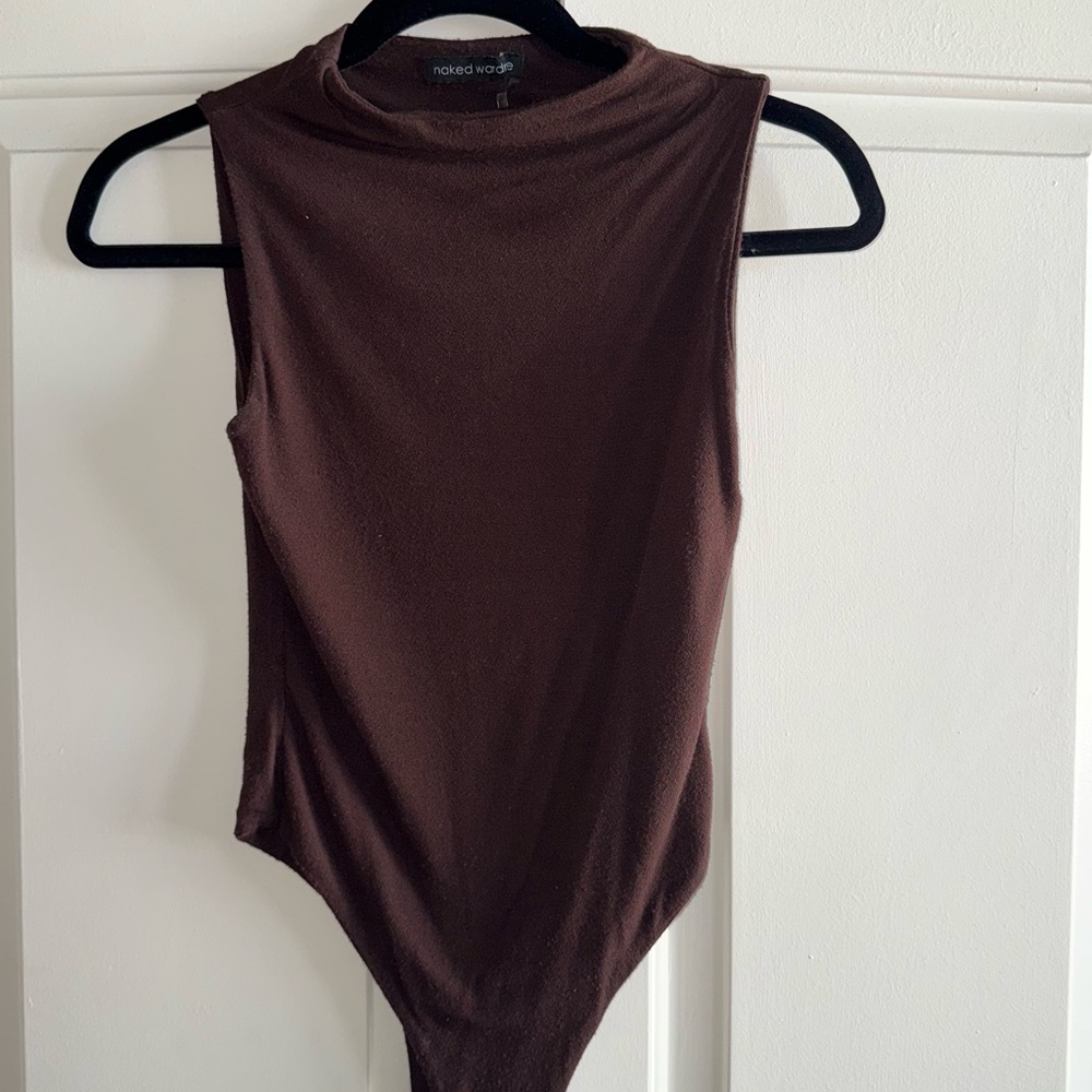 Naked Wardrobe Chocolate Sleeveless Bodysuit